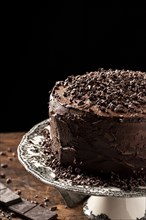 Delicious chocolate cake with copy space