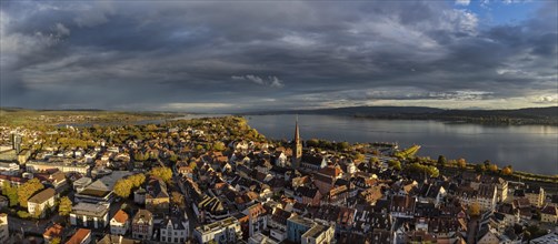 View over the town of Radolfzell on Lake Constance and the Mettnau peninsula