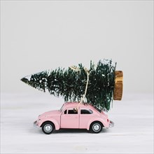 Miniature car with christmas tree
