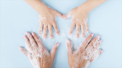 Person washing hands with soap. Resolution and high quality beautiful photo