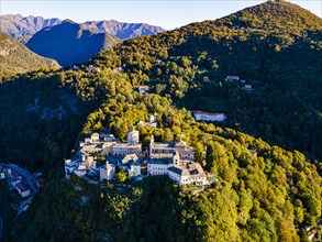 Aerial of the Unesco world heritage site Sacro Monte de Varallo