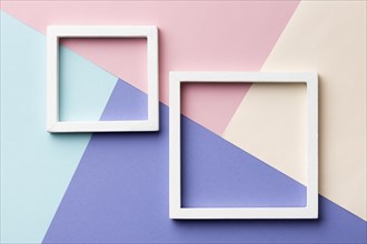 Flat lay frames colorful background