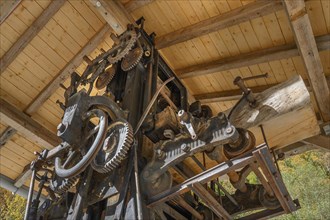 Gear train of an old wood sawing machine