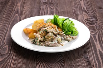Grilled chicken fillet with oyster mushrooms