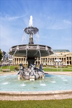 Schlossplatz with fountain travelling city in Stuttgart