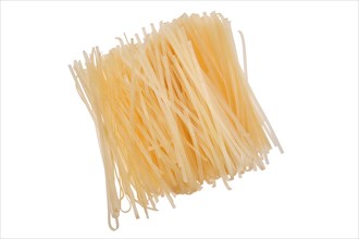 Dry rice stick noodles isolated on white background