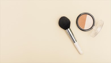 Top view blush with make up brush. Resolution and high quality beautiful photo