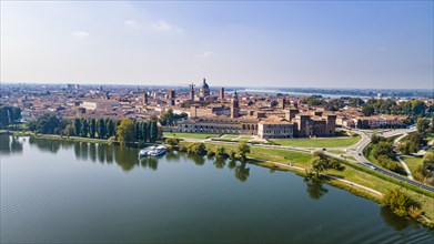 Aerial of the Unesco world heritage site the city of Mantua