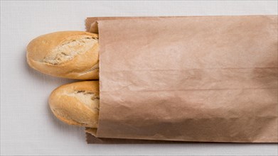 Top view baguettes paper packaging. Resolution and high quality beautiful photo