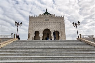 Exterior staircase with visitors at the mausoleum