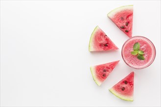 Top view of watermelon cocktail glass with copy space. Resolution and high quality beautiful photo