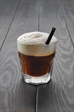 Strong espresso with vegetable whipped cream foam