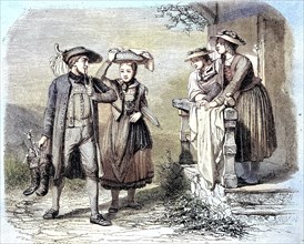 Traditional costumes from Bavaria and Baden in the 19th century