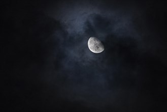 Moon in the night sky with clouds