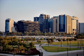 View over the Doha Corniche Park to the Al Mirqab district