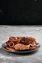Pork fillet mignon roasted on cast iron pan