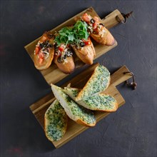 Set of toasts with tomato