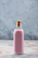 Bottle of homemade blueberry yogurt