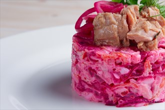 Closeup photo of salad with tuna