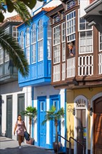 Historic houses with wooden balconies