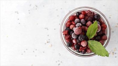 Top view smoothie with frozen fruits. Resolution and high quality beautiful photo