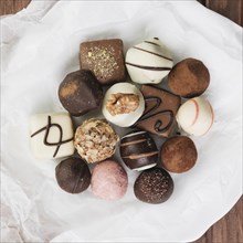 Top view chocolate selection plate. Resolution and high quality beautiful photo