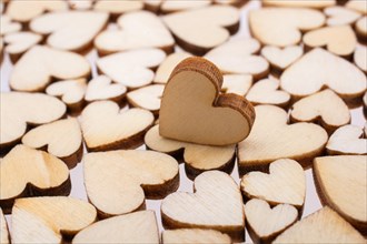 Retro style wooden hearts as love concept