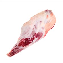 Fresh raw lamb leg isolated on white background
