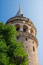 View of the Galata Tower from ancient times in Istanbul