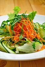 Macro photo of salad with cucumber