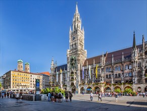 Marienplatz with city hall and towers of the Church of Our Lady