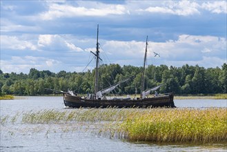 Viking boat on a lake Onega