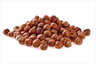 Heap of hazelnut isolated on white