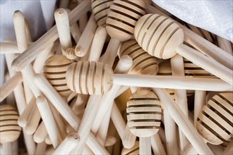 Set of honey dippers made of wood