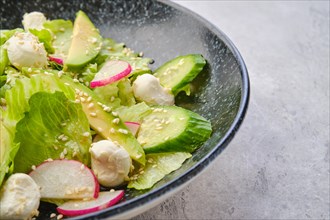 Closeup view of salad with lettuce