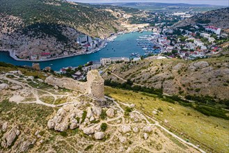 Aerial of the castle and bay of Balaklava