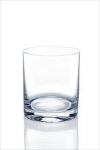 Empty transparent oldfashioned glass for whiskey and ice