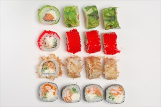 Set of rolls with smoked salmon