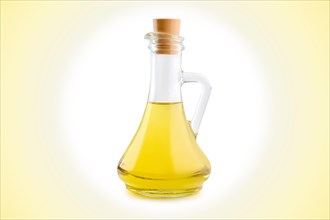 Jar with vegetable oil on circular gradient background