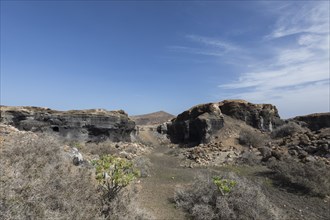 Rocky landscape around the volcano Montana de Guenia