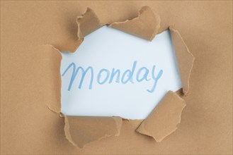 Top view of paper tear with monday. Resolution and high quality beautiful photo