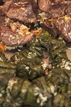 Soft focus photo of dolma and fried meat