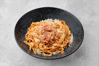 Classic spaghetti bolognese on a plate