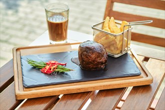 Perfect lunch with fillet mignon at outdoor terrace
