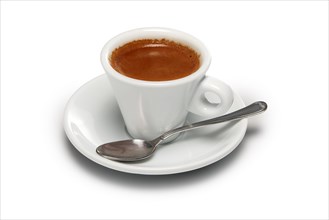 Cup of fresh hop espresso isolated on white
