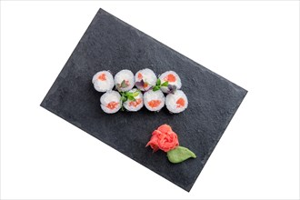 Rolls with salmon isolated on white background