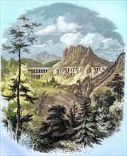 Semmering railway bridge with surrounding mountain landscape