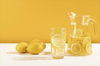 Fresh lemonade glass table