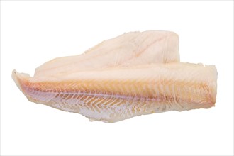Top view of cod fillet isolated on white background