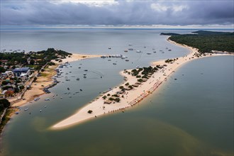Long sandy beach in Alter do Chao along the amazon river